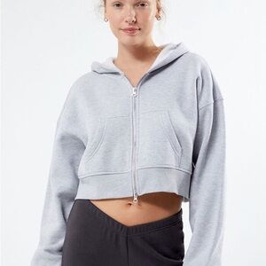 PacSun Double Full Zip Cropped Hoodie Gray Size S Athleisure Lounge Lazy Days